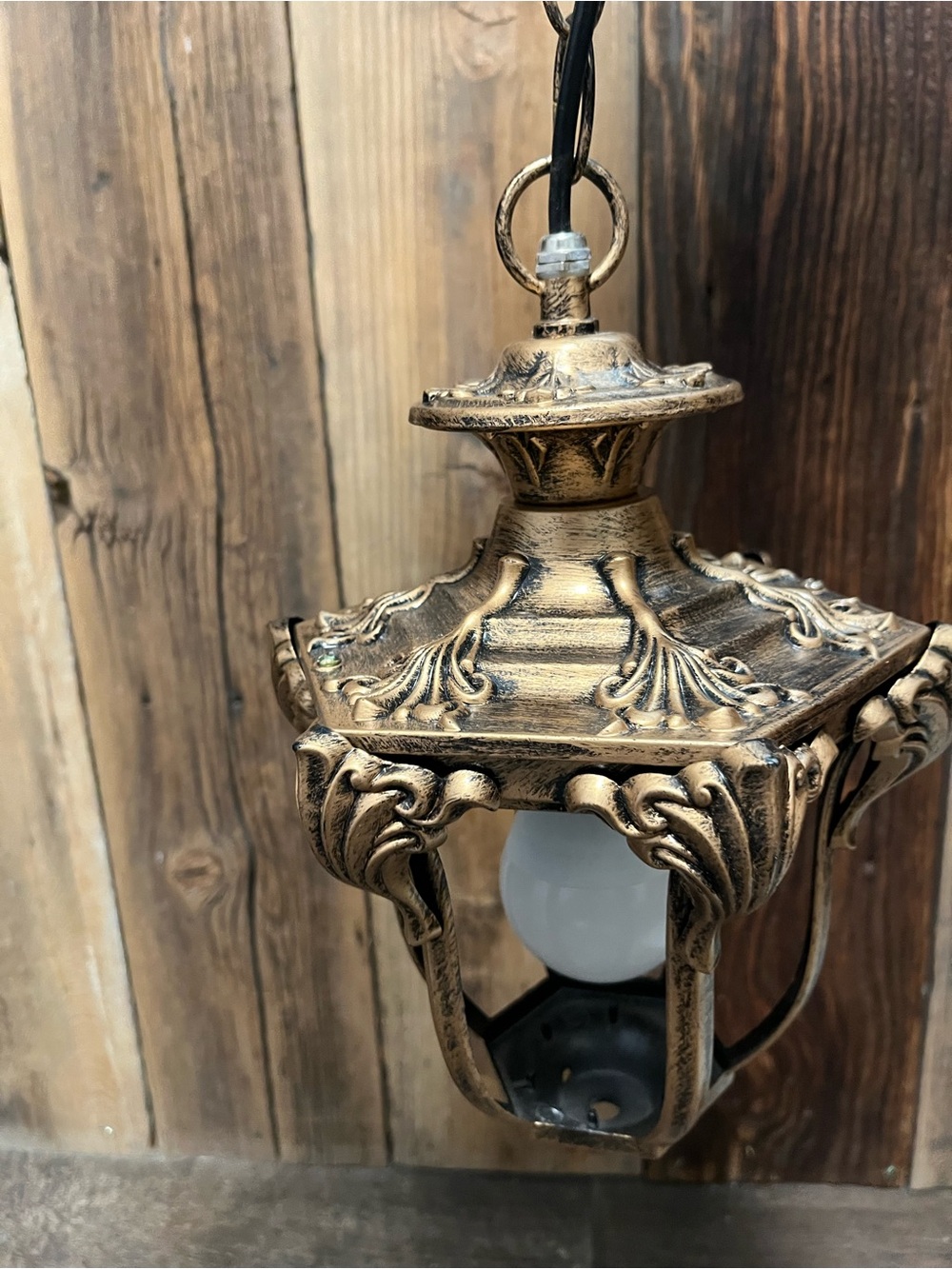 Homco Antique Bronze Ornate Hanging Lantern